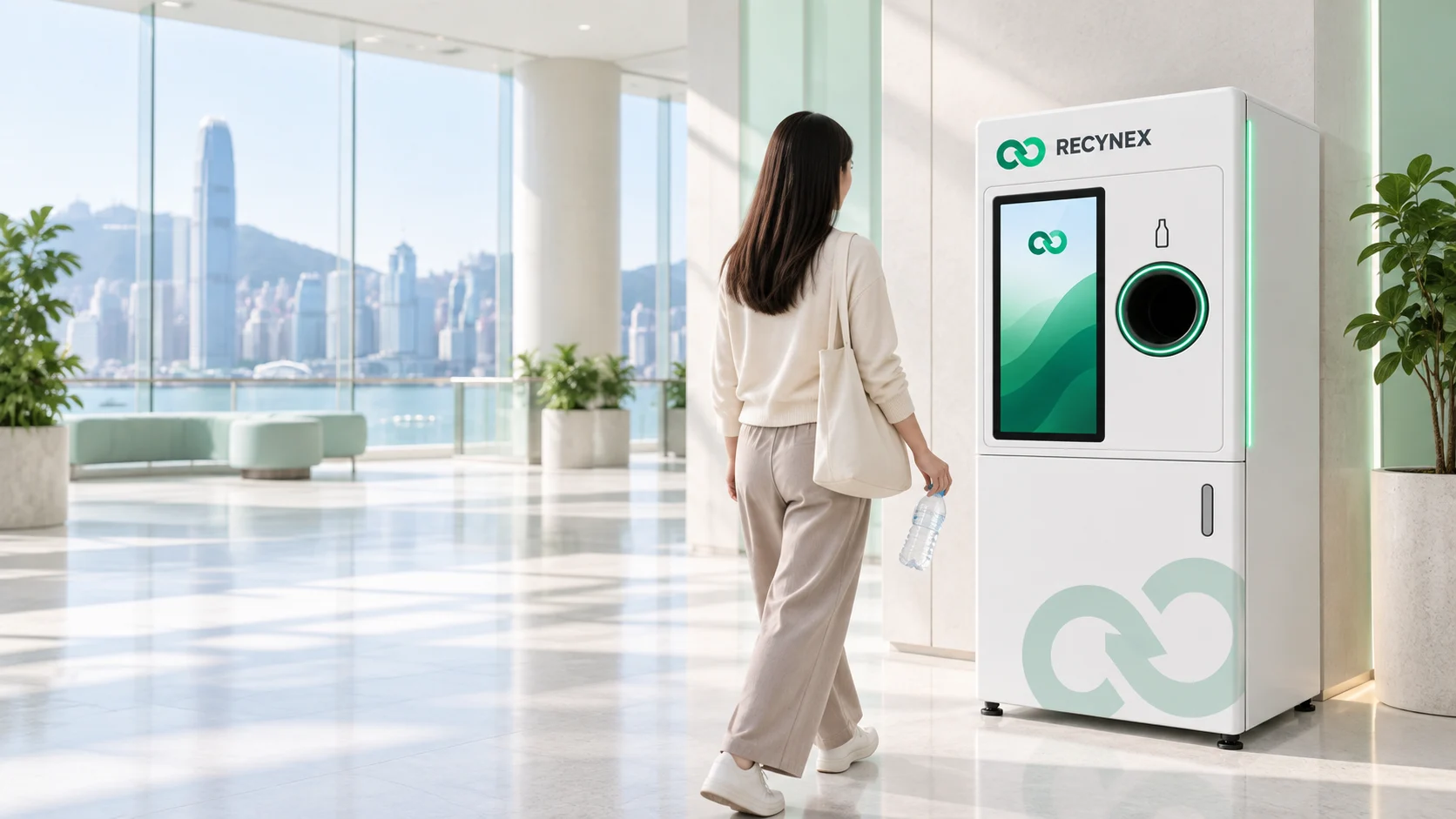 White RECYNEX return equipment in a retail setting